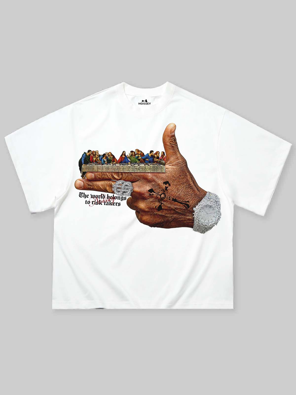NOISSEY "Risk Takers" The Last Supper Graphic Art Tee - Pure White