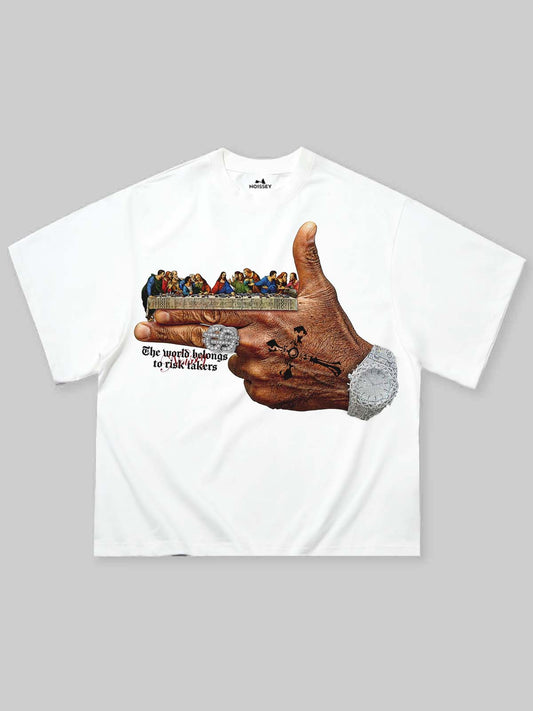 NOISSEY "Risk Takers" The Last Supper Graphic Art Tee - Pure White