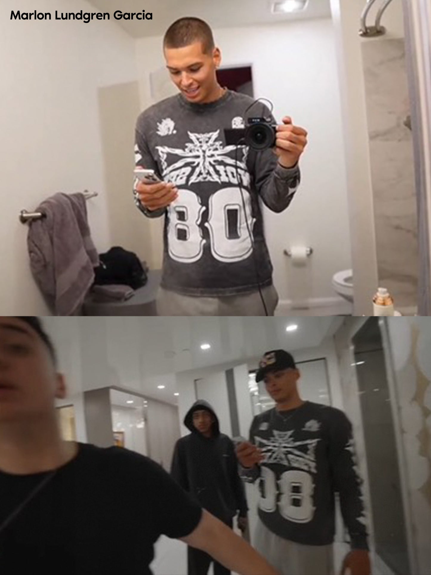 08 Street Flame Cross Black Wash Print T-shirt