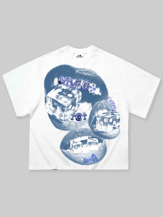 Blue Screen Grills Print Boxy Oversized T-shirt