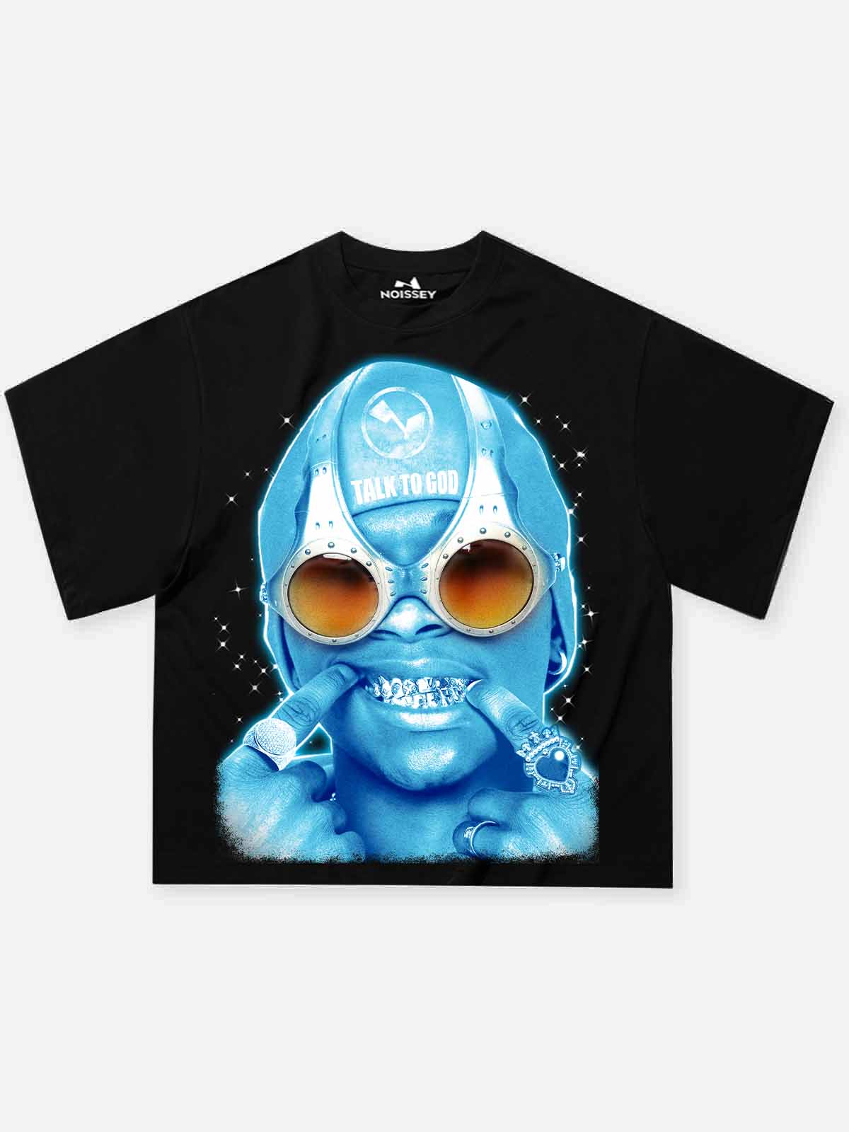 The Man from Outer Space Black Print Boxy Oversized T-shirt