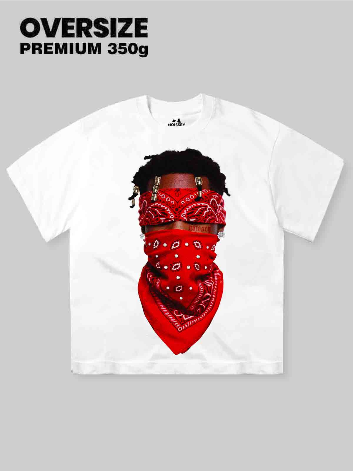 High Quality Red Paisley Bandana Face Mask Print 350g T-shirt