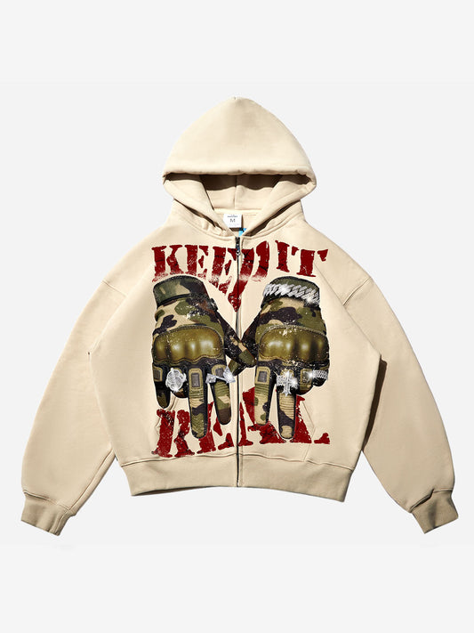 Keep it Real Military Camouflage Hand Gesture Hoodie