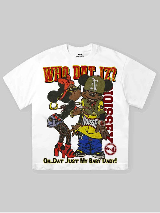 Who dat iz? Street Cartoon Character Print T-shirt