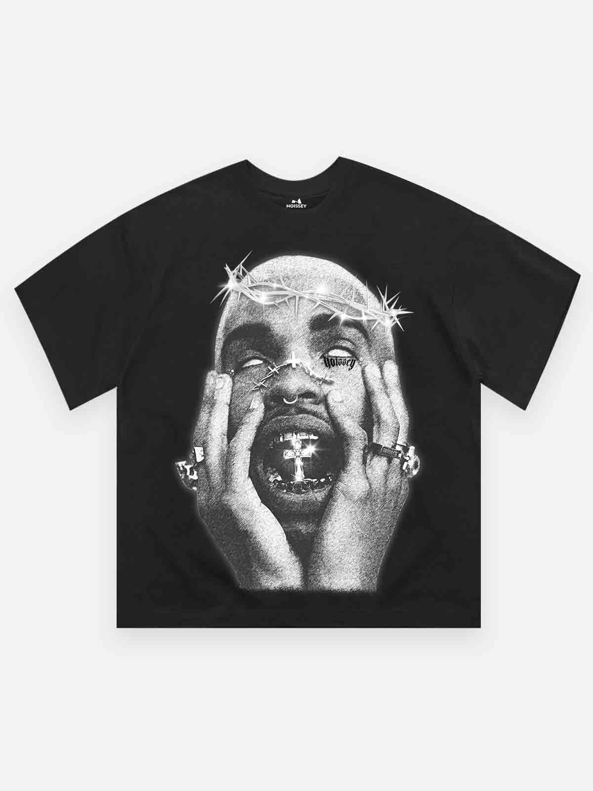 High Quality Vintage Portrait Thorn Print 350g T-shirt