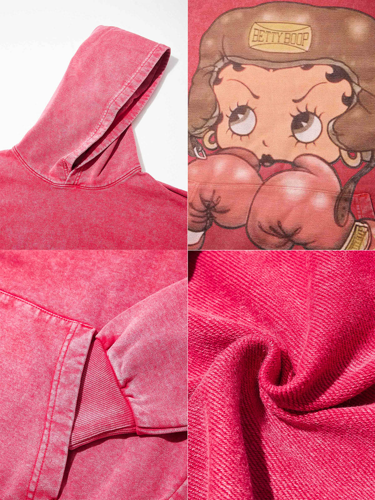 High quality Cartoon girl Boxing Print 425g Hoodie