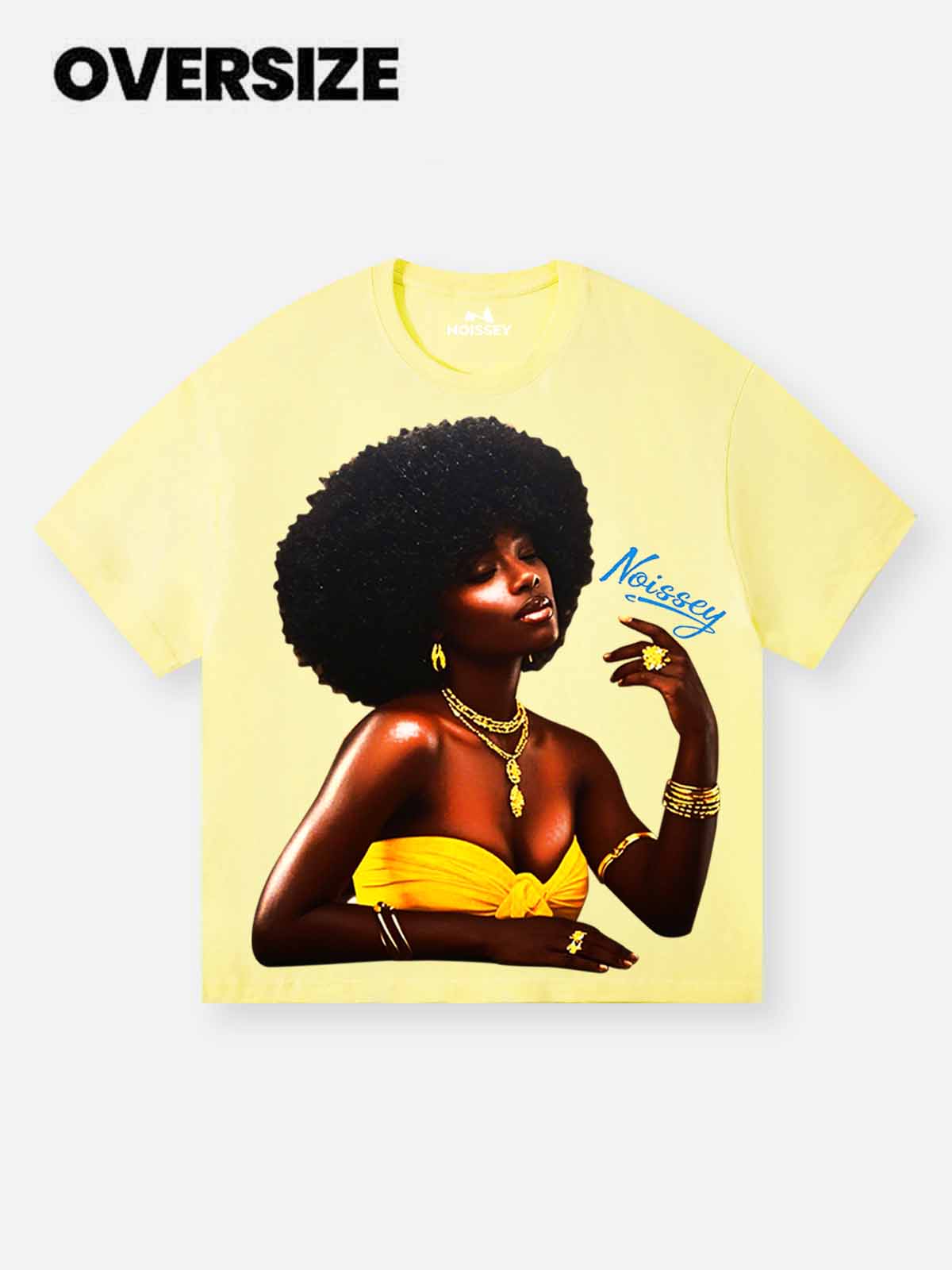 Charm Queen Art Painting Style Lemon Yellow Print T-shirt