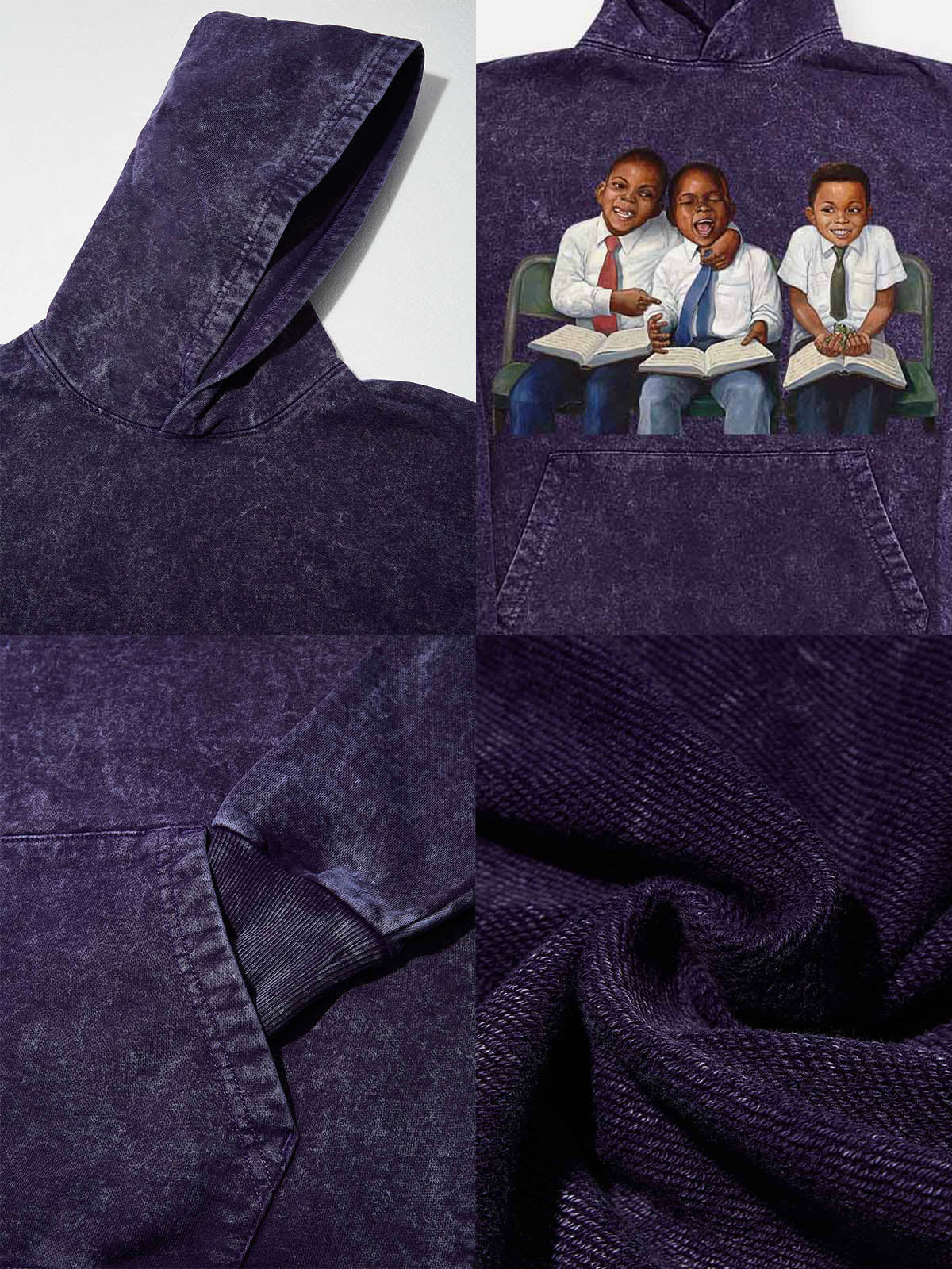 High-Quality Classroom Black Boy Print 425g Hoodie