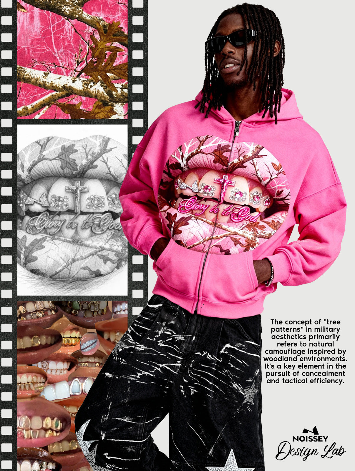 Pink Real tree Artistic Camouflage Print Warm Hoodie