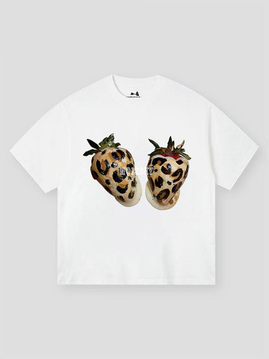 Leopard Print Strawberry Abstract Tee