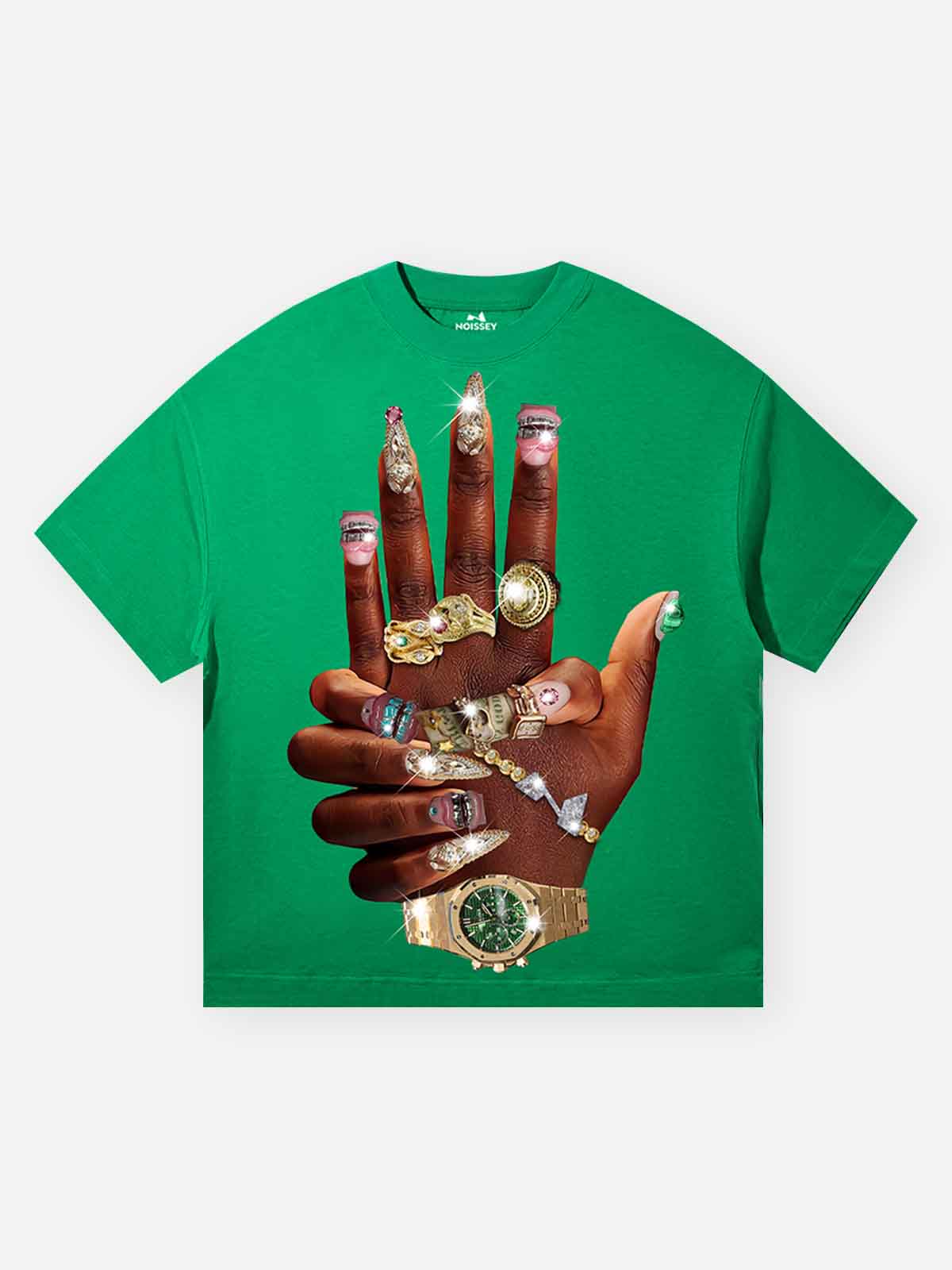 Nail Art Green Print T-shirt