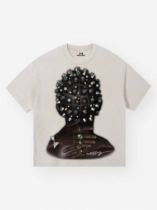Rivet Braided Hair Art Print Washed T-shirt