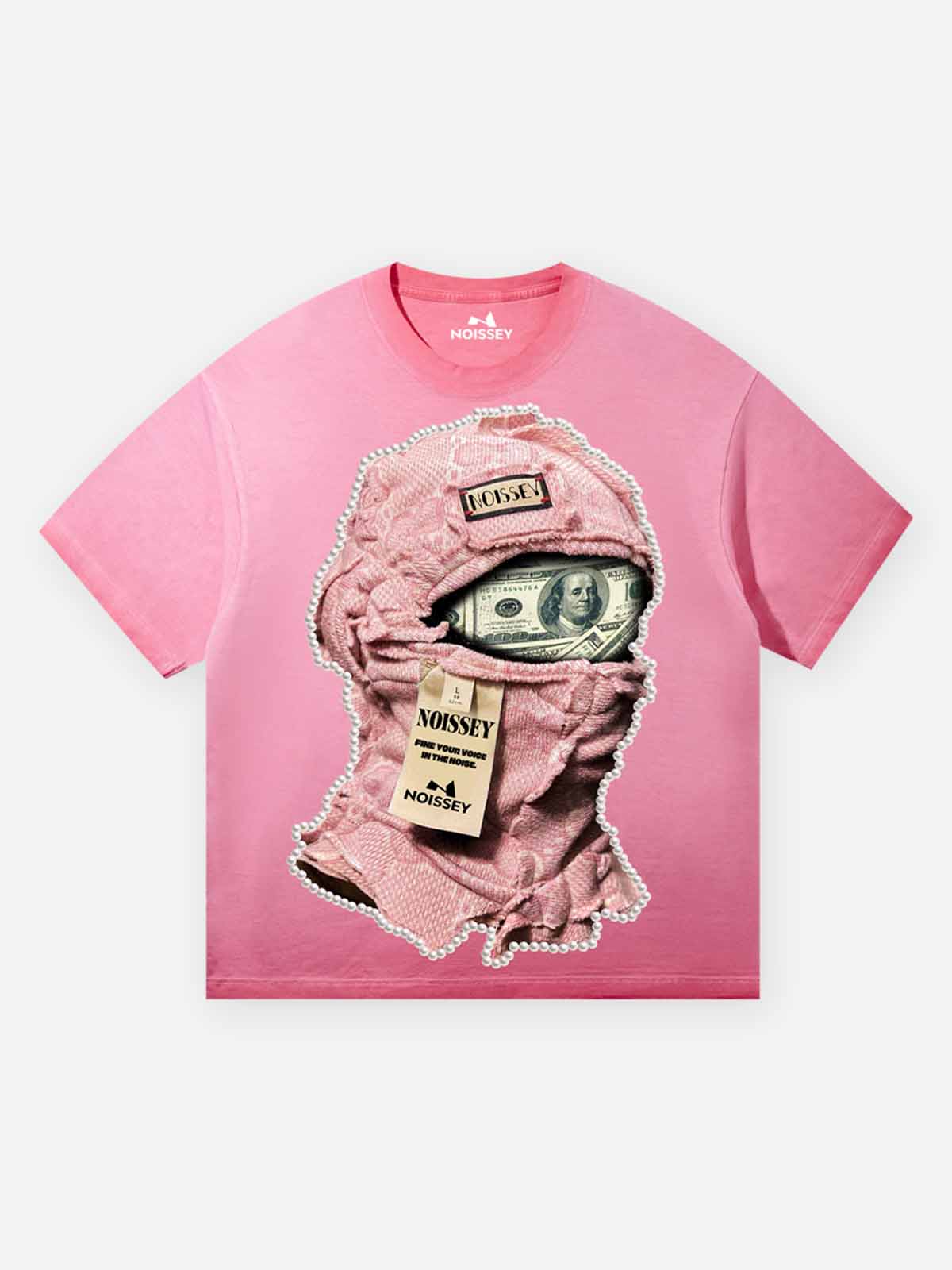 Pink Remake Tech Headgear Washed Print T-Shirt