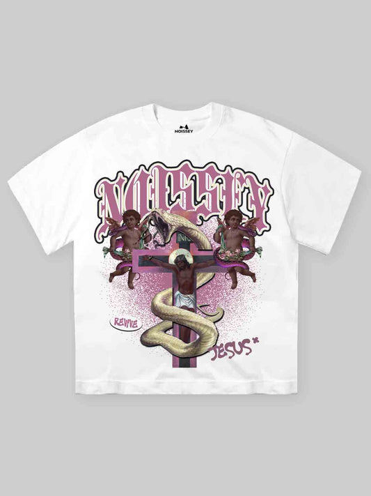 Jesus and Black Little Angel Printed T-shirt