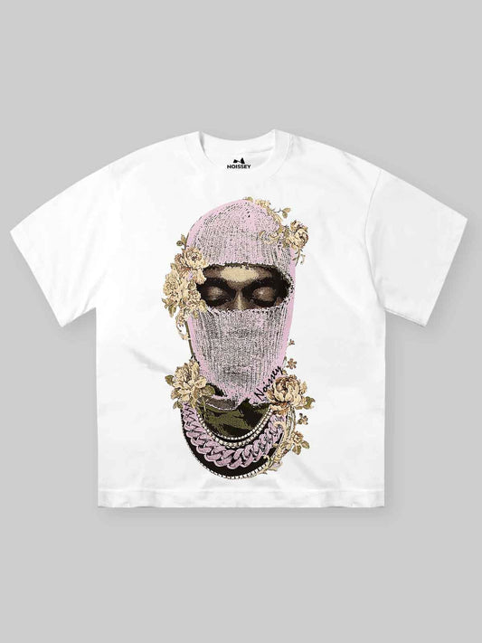 Vintage Knit Balaclava Print T-shirt