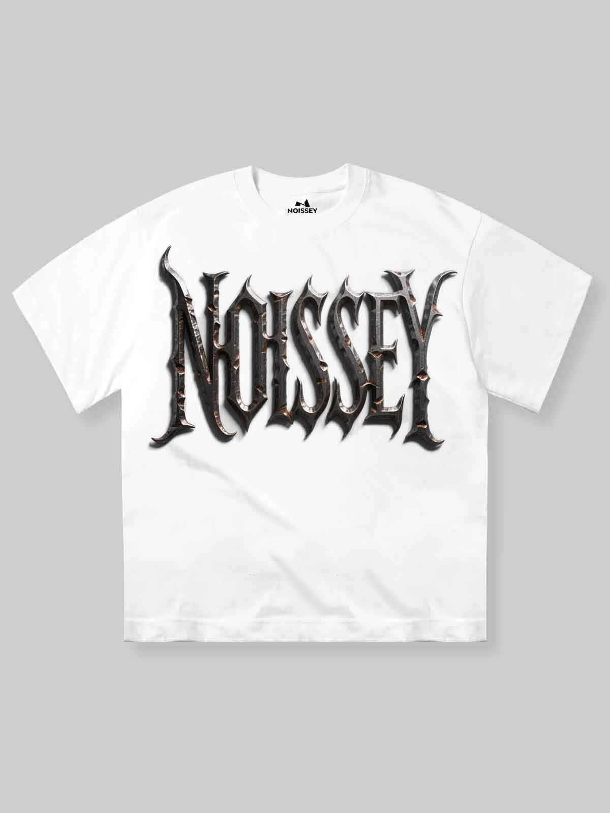 High quality Noissey Metal Distressed Font Logo Print 350g T-shirt