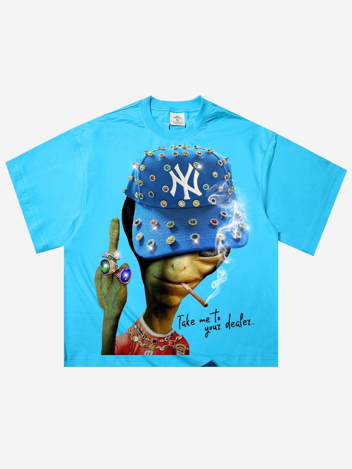 Take me to your dealer! Blue Boxy Oversized T- shirt