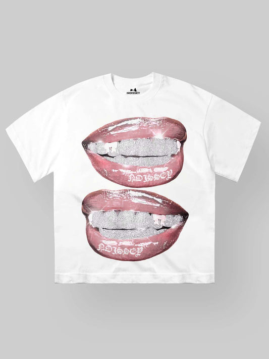 Glittering Diamond Grills Print Tee