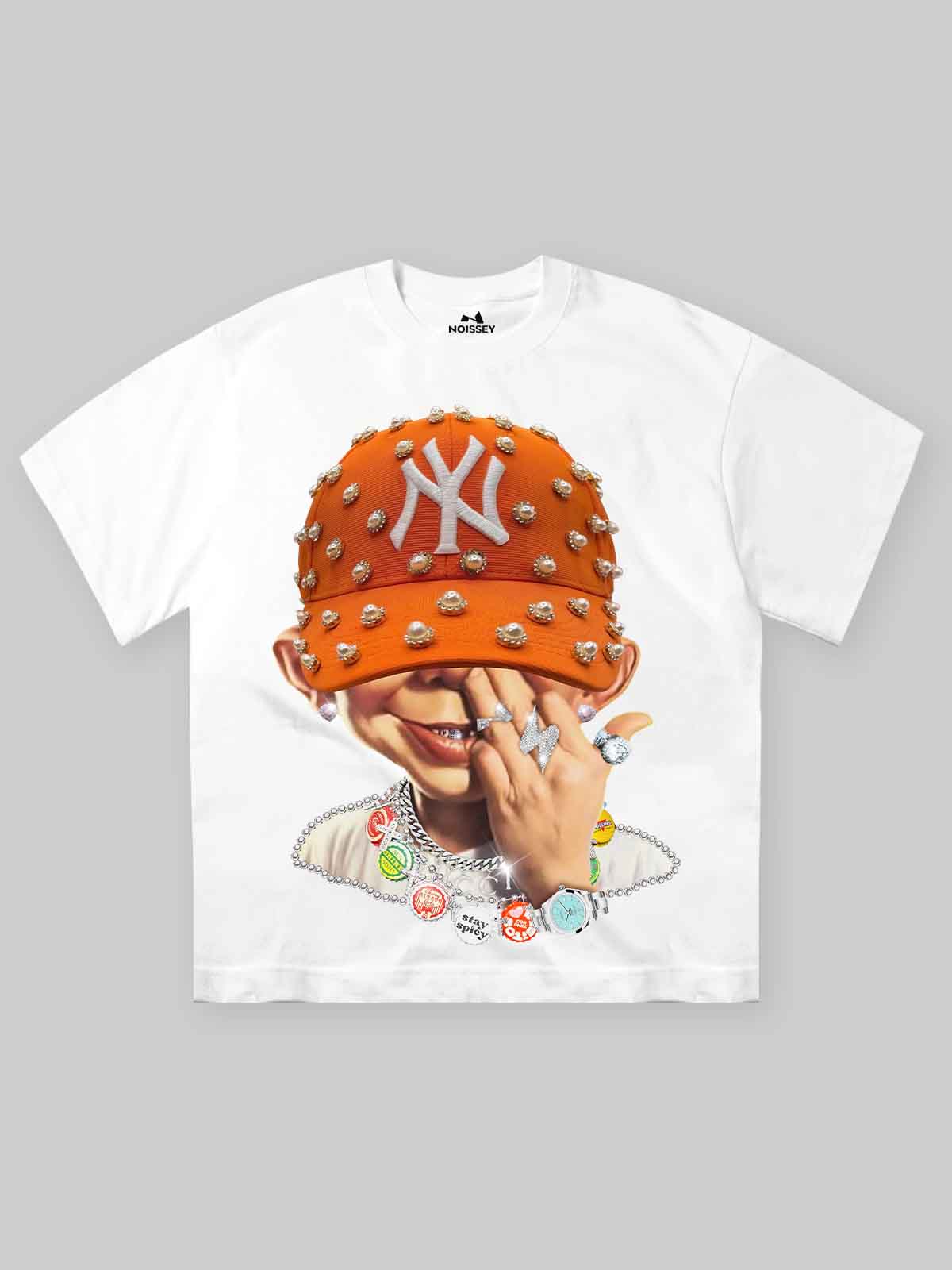 High quality Bad Boy with Orange Pearl Hat Print heavyweight T-shirt