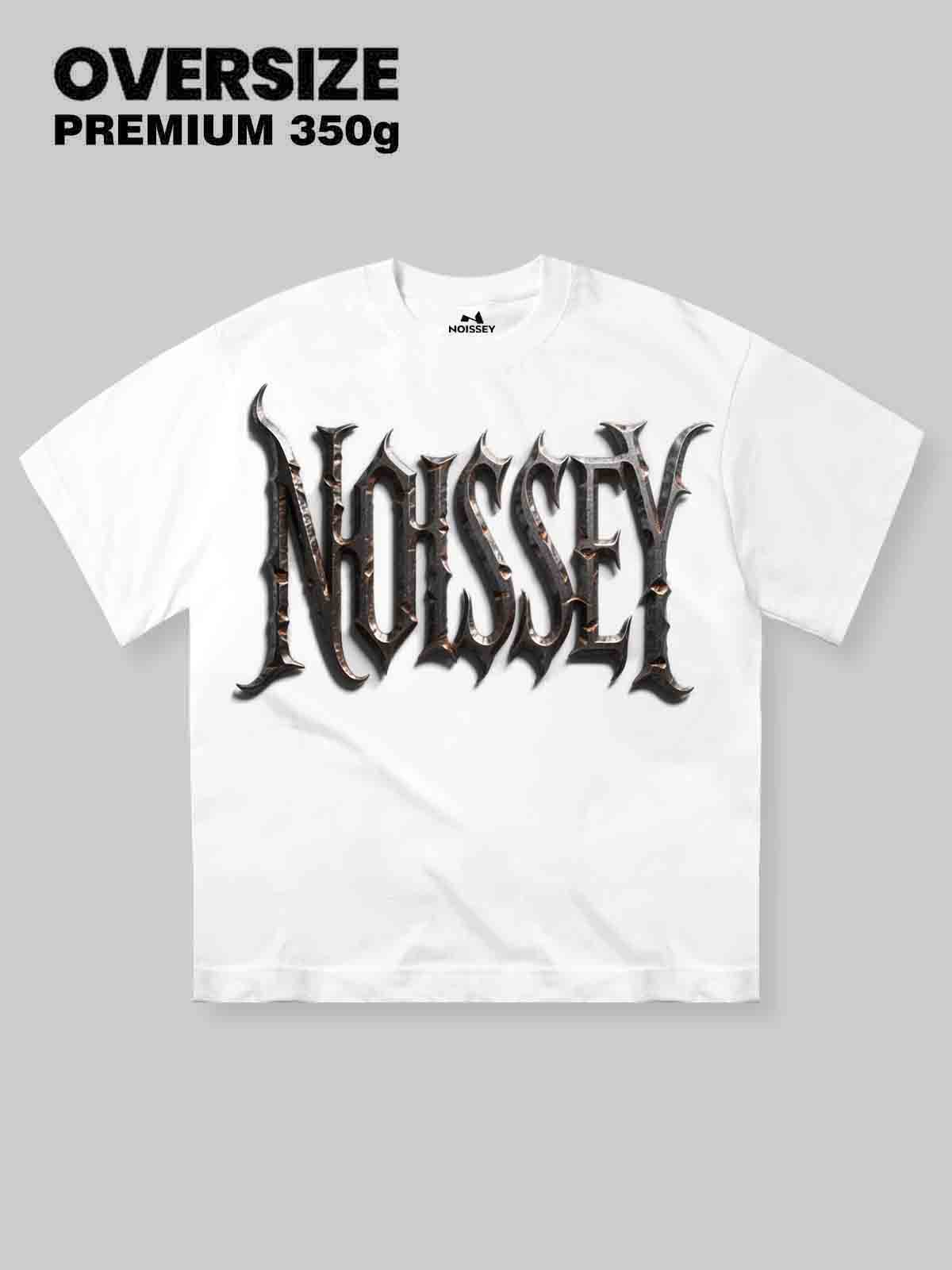 High quality Noissey Metal Distressed Font Logo Print 350g T-shirt