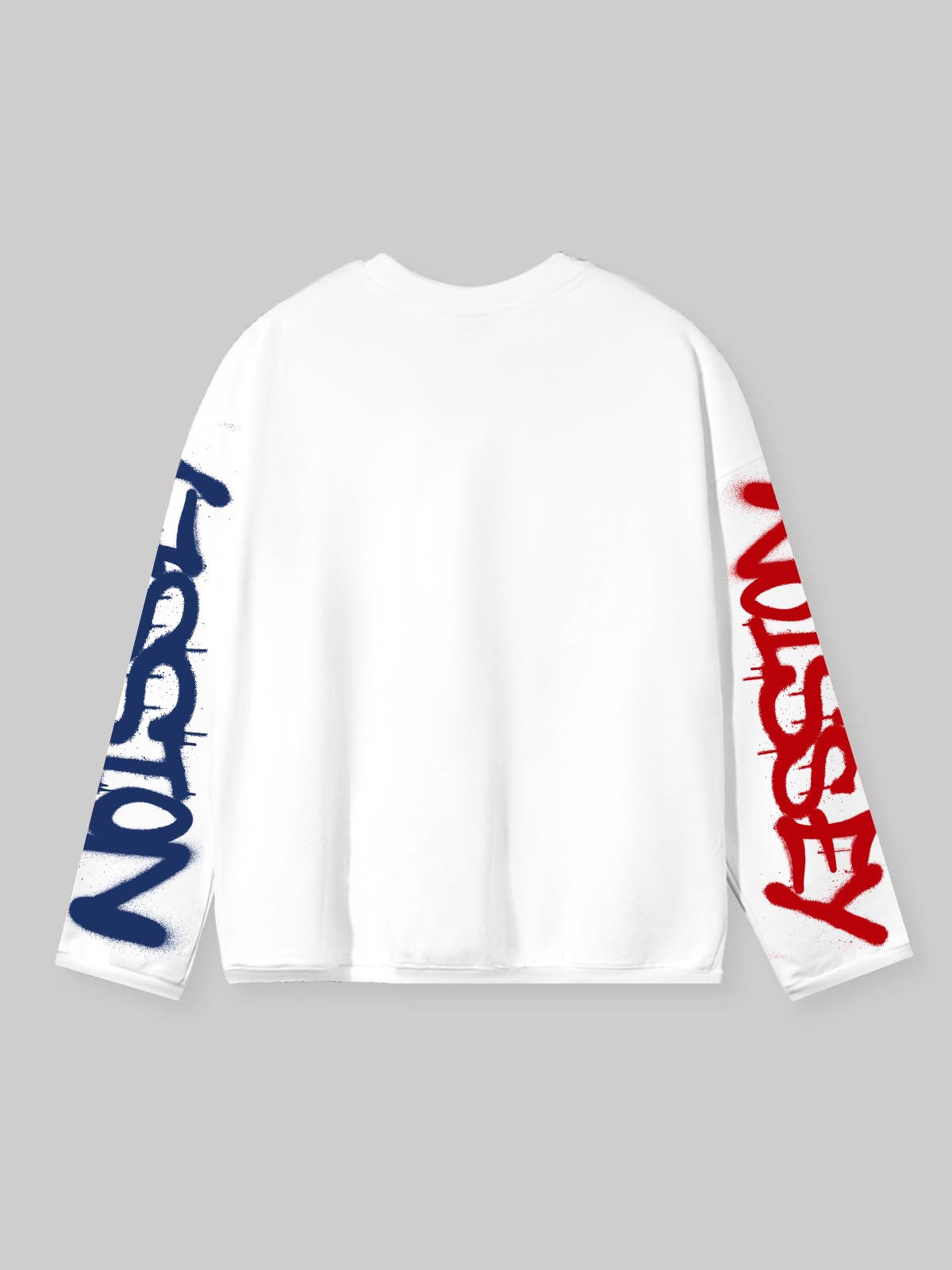 NOISSEY Speed Phantom Racing Mask Asymmetric Graffiti Long Sleeve Shirt - White