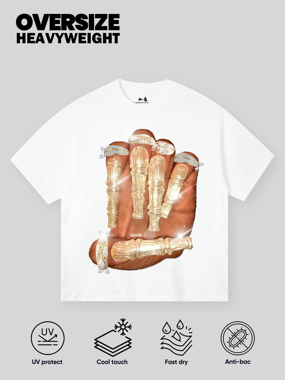 BOUNCE BACK© Golden Bone Nail Print T-shirt