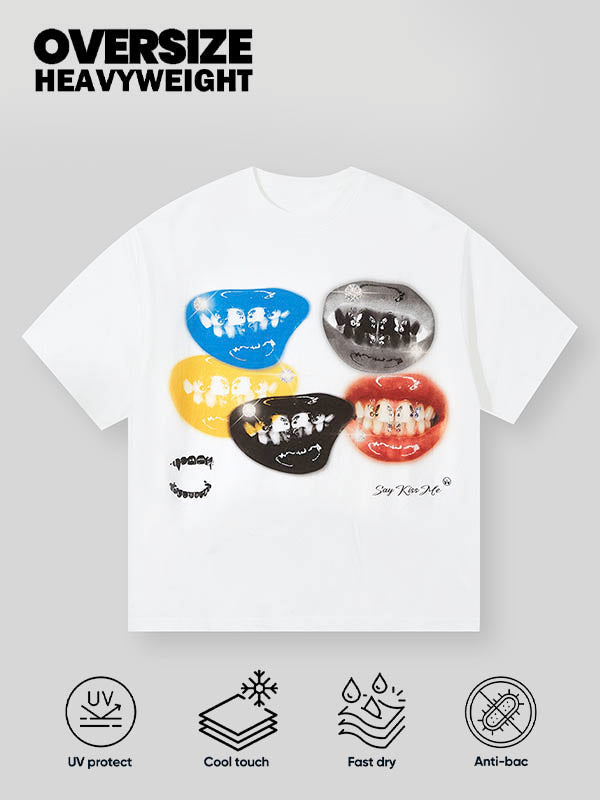 BOUNCE BACK© Colorful Lip Print T-shirt