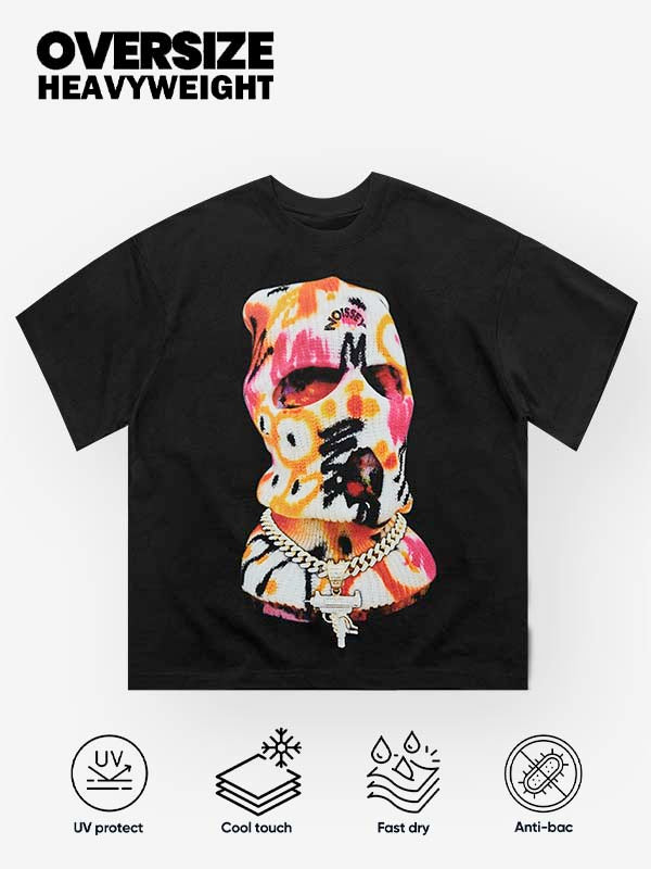 Colorful Graffiti Mask Print T-Shirt