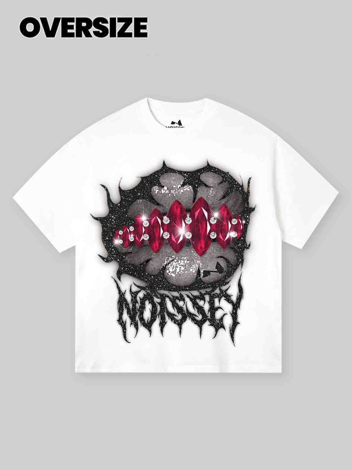 Noissey Rock Night Red Diamond Lip Print T-Shirt