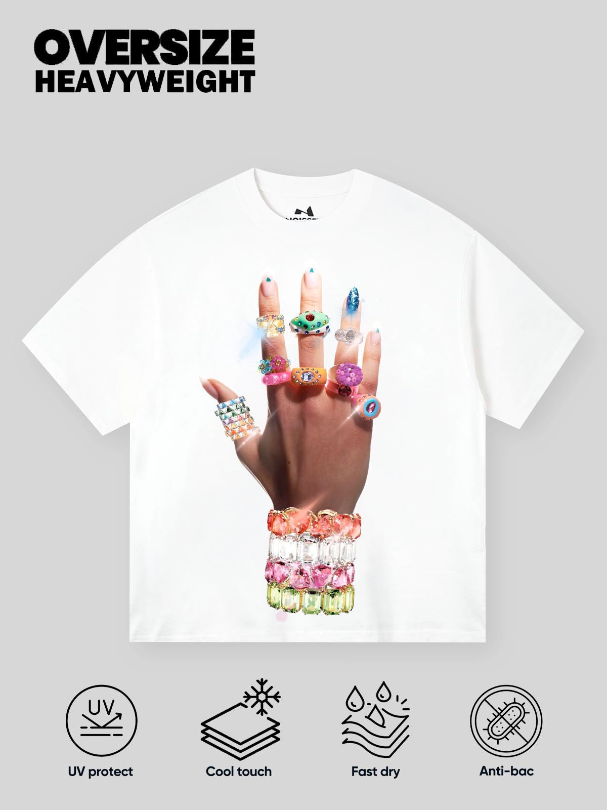 BOUNCE BACK© Colorful Art Bracelet and Ring T-shirt