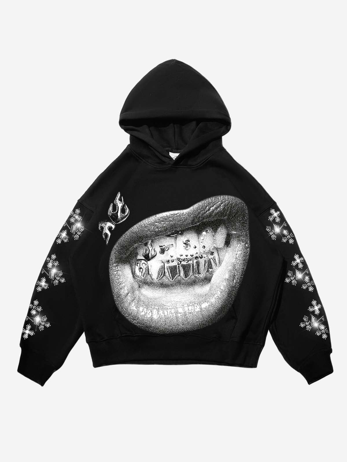 Personalized Lip and Tooth Patch Print Hoodie