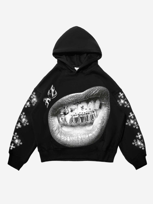 Personalized Lip and Tooth Patch Print Hoodie