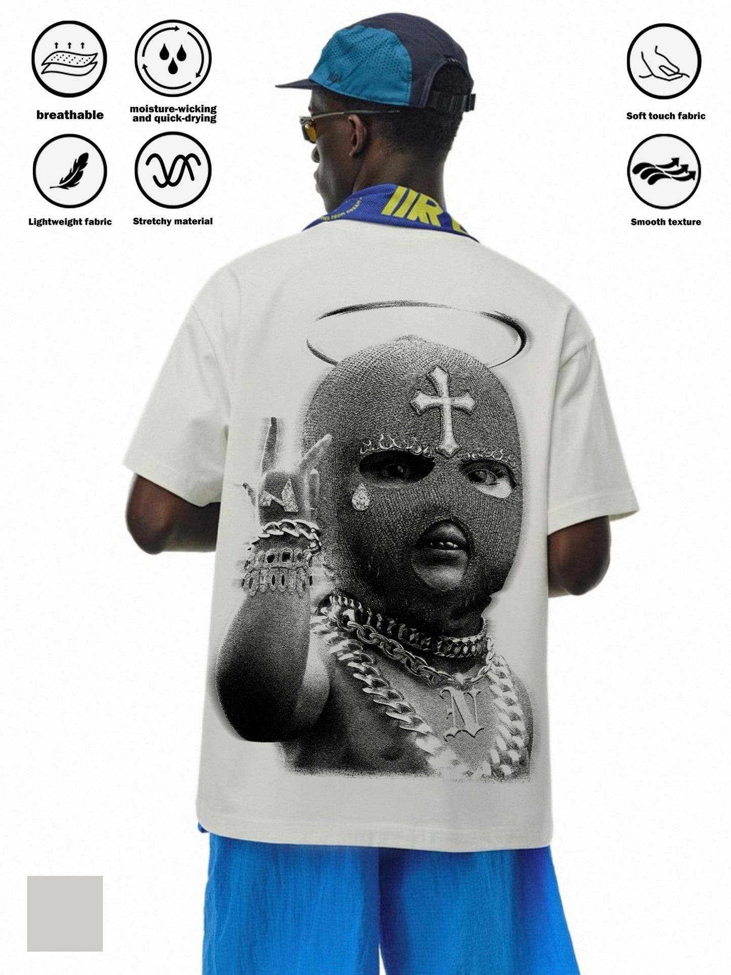 Quick-dry Sports T-shirt Balaclava Baby Double-sided Vintage Print