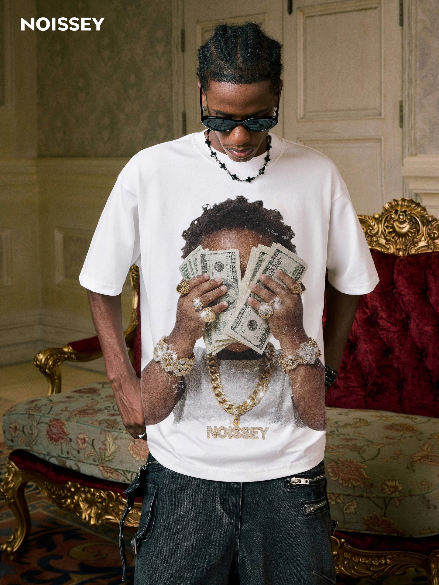 High Quality Wealthy Baby Vintage Print heavyweight T-shirt