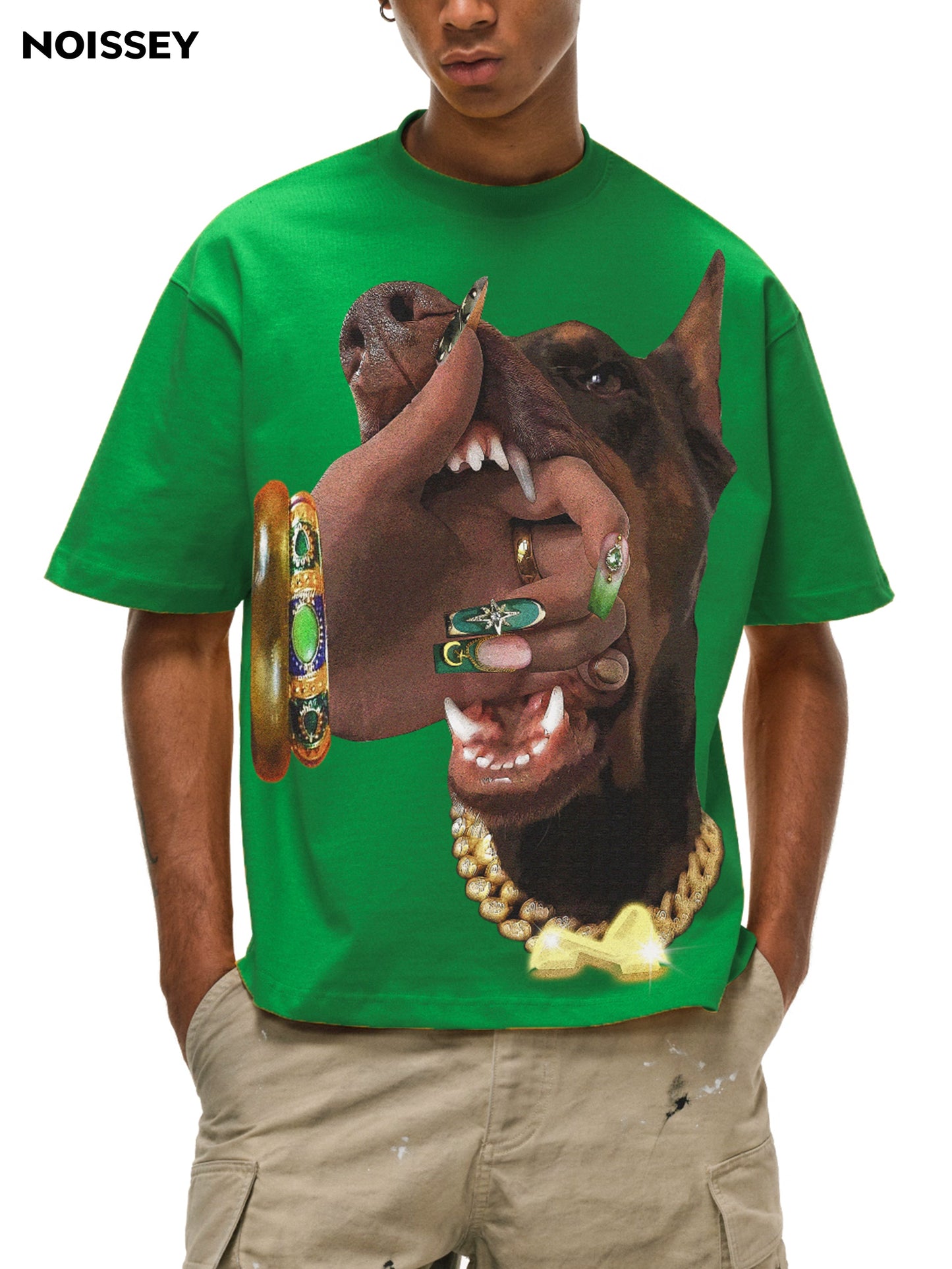 Doberman & Nail Art Personality Print T-shirt
