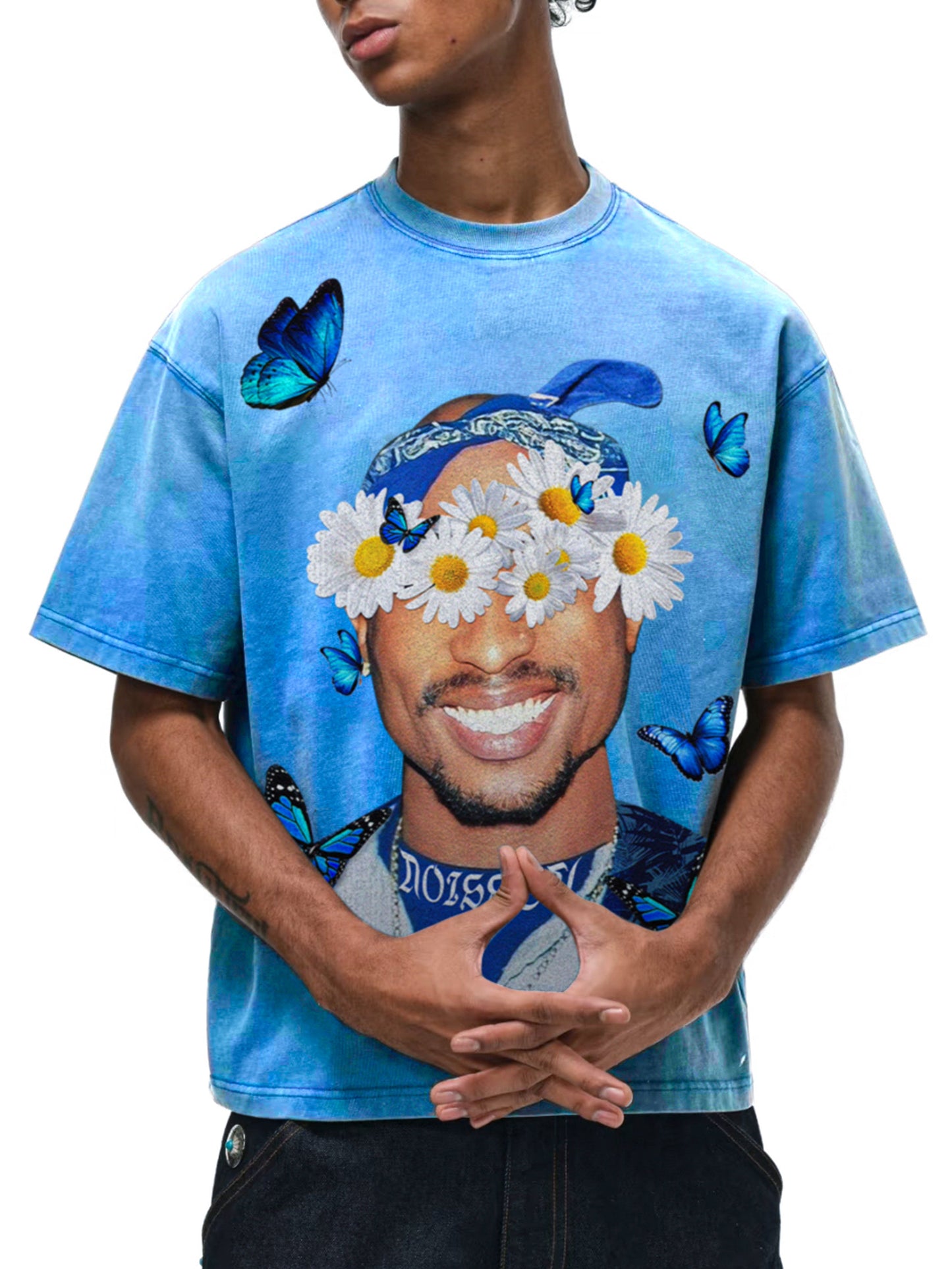 Rap Star Blue Washed Art Print T-Shirt
