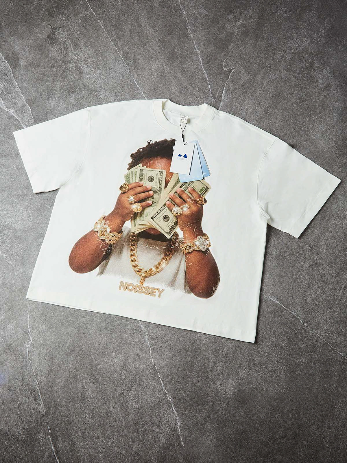 NOISSEY "Rich Forever" Boxy Heavyweight Cooling Tee - White
