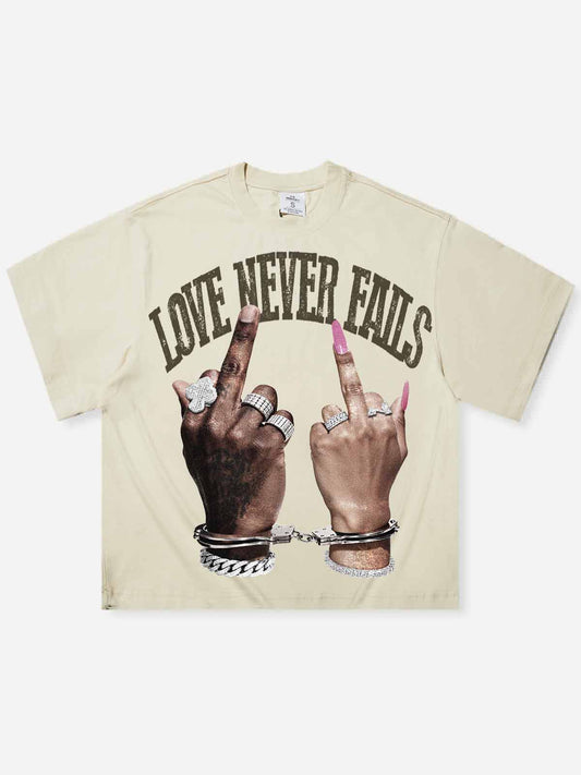 Love Never Fails Shell-Colored Boxy Oversized T-shirt