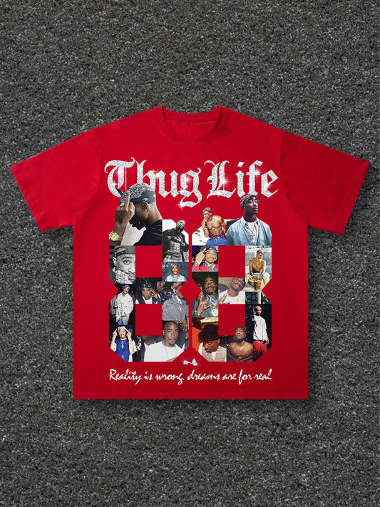 Light Outdoor Sports T-shirt with "Thug Life" Digital Print