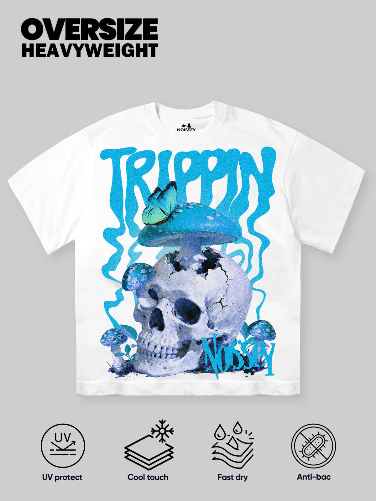 Hallucinogenic Mushroom Oversized Black & White Print T-Shirt