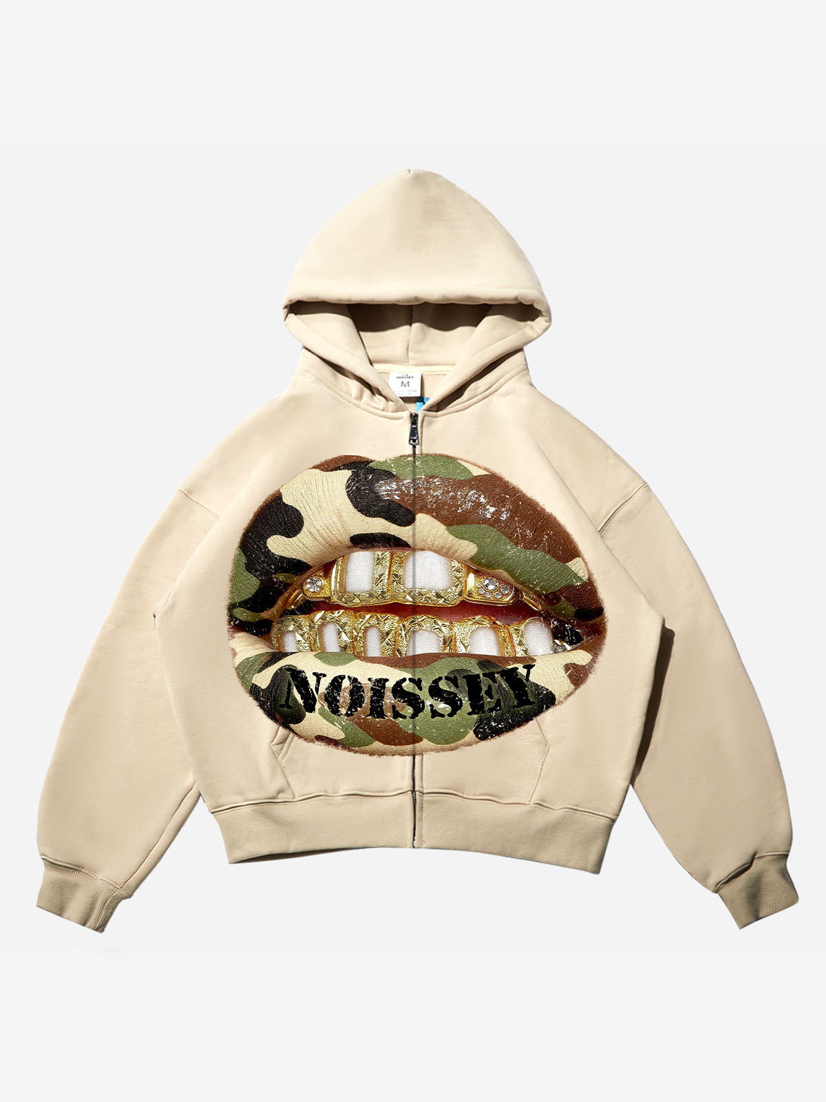 Camouflage Lips Gold Grills Shell-colored Warmth-keeping Hoodie