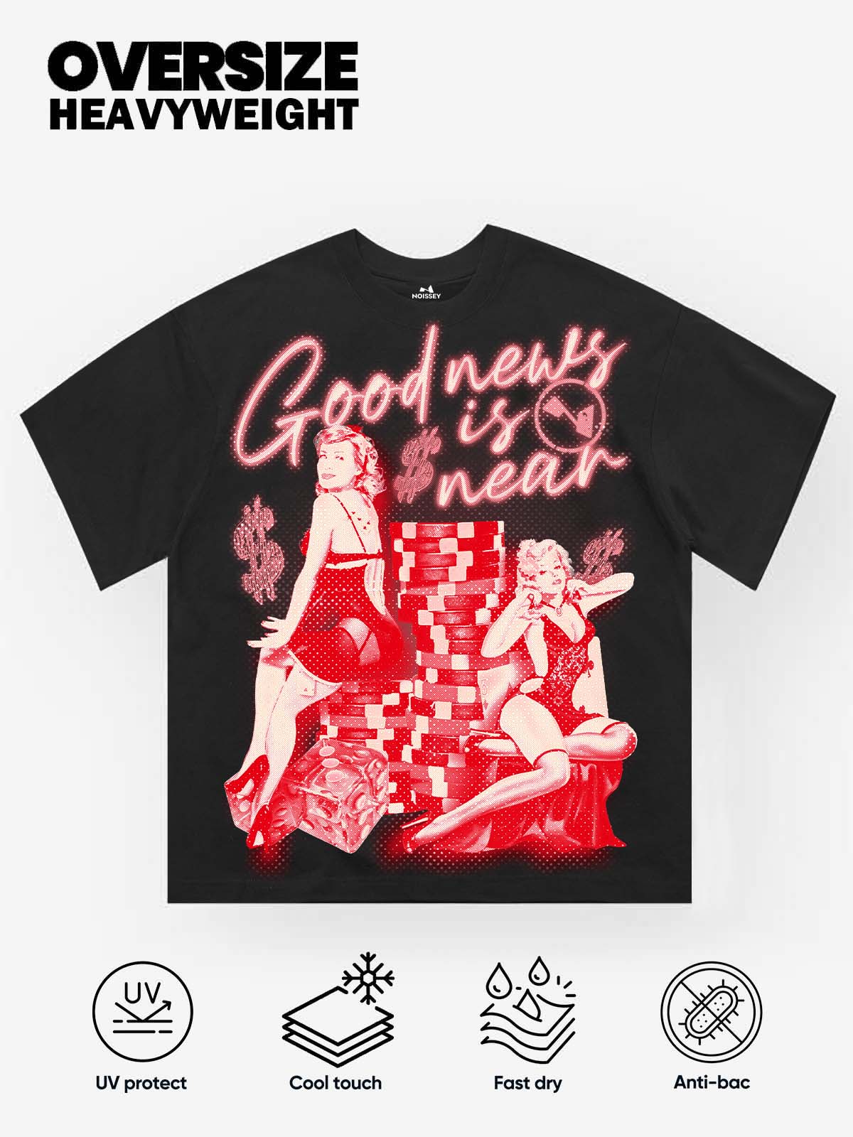 Good news is near! Black printed T-shirt