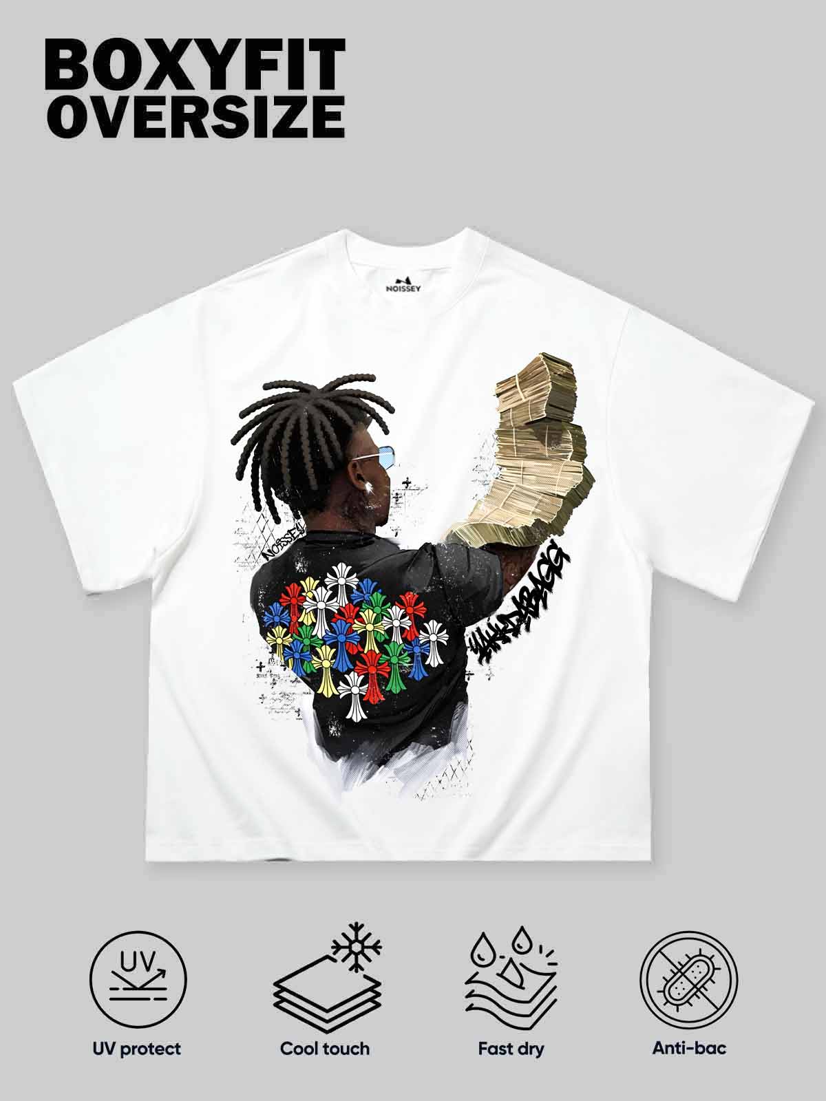 NOISSEY MONEY STACK ART - MULTICOLOR CROSS BOXY TEE