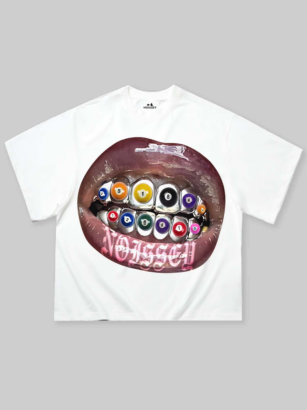 Boxy Oversized T-shirt with Billiard Grills Print