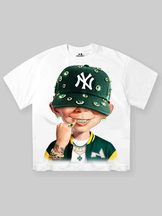 Bad Boy and His Green Diamond Hat Oversized T-Shirt