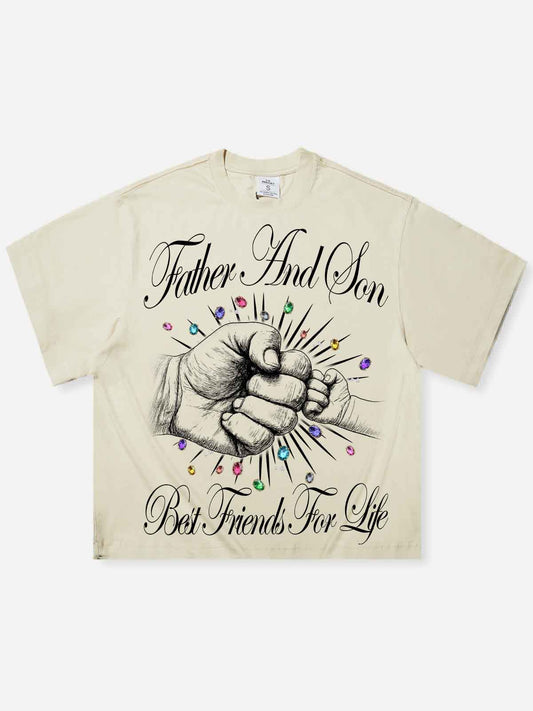 “Father and son best friends for life” Boxy Oversized T- shirt