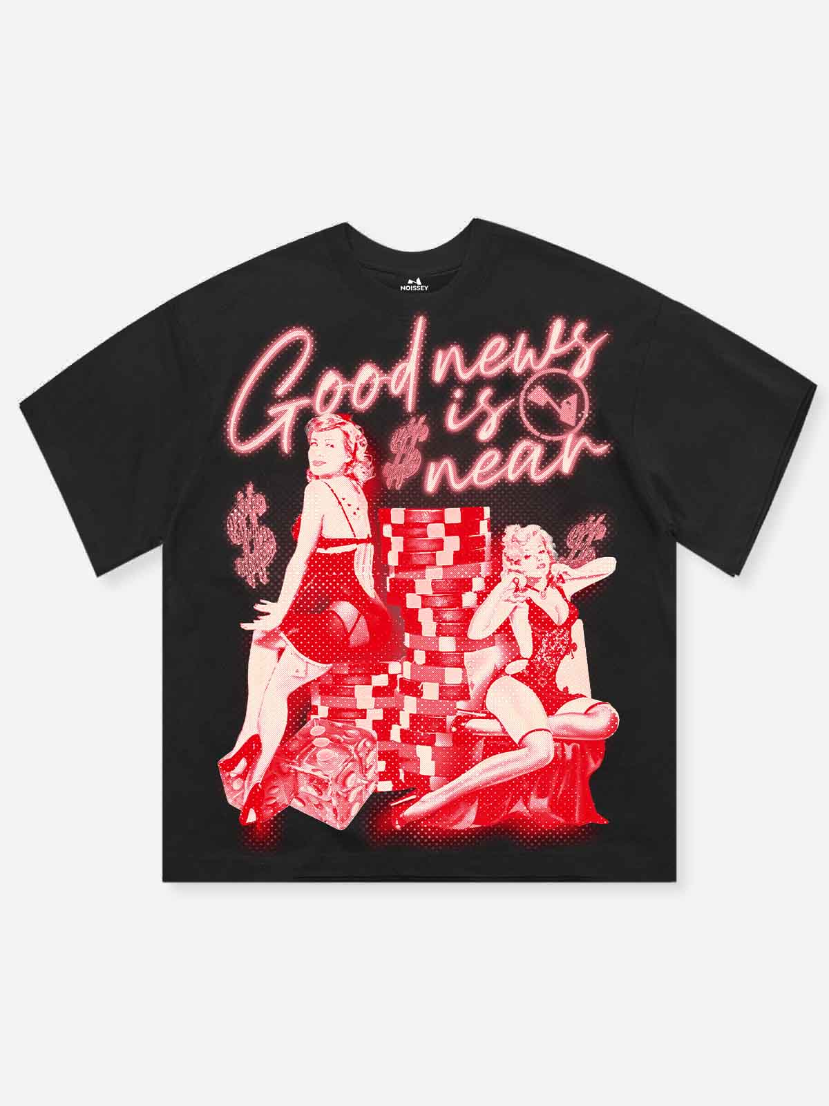 Good news is near! Black printed T-shirt