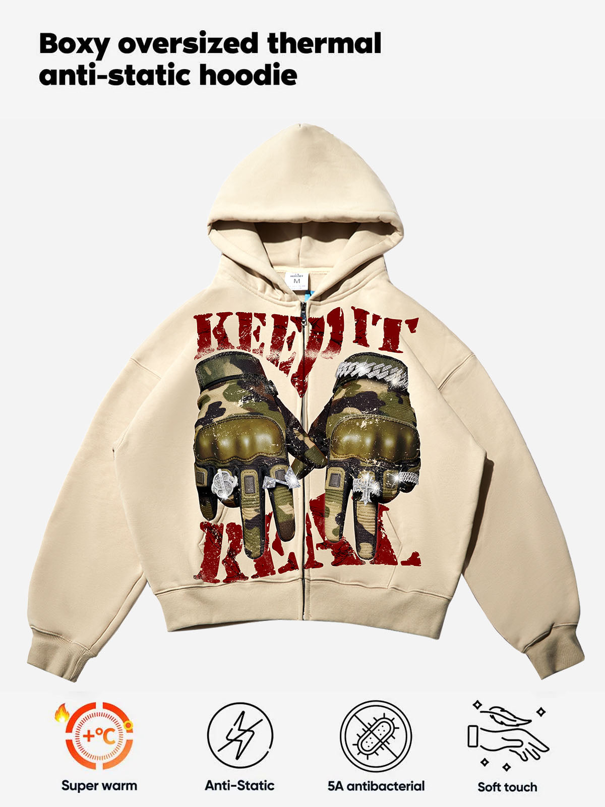 Keep it Real Military Camouflage Hand Gesture Hoodie