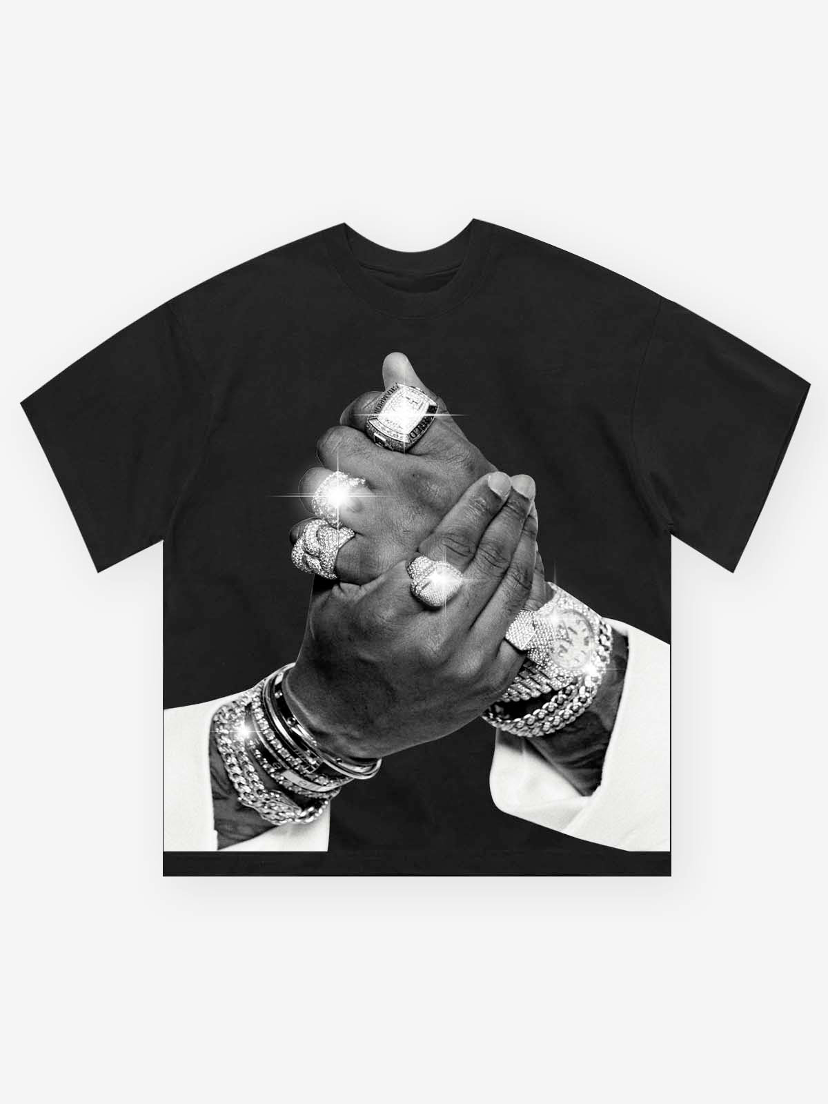 Wealthy Hand Black Print T-shirt