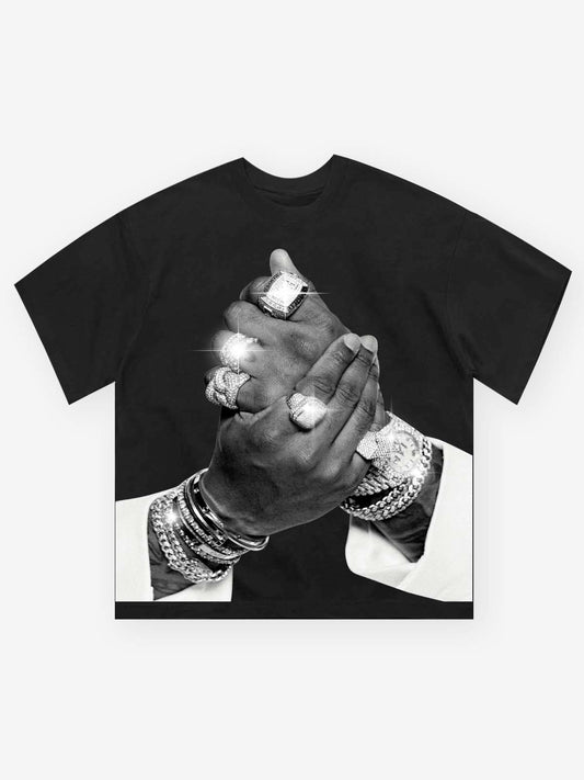 Wealthy Hand Black Print T-shirt